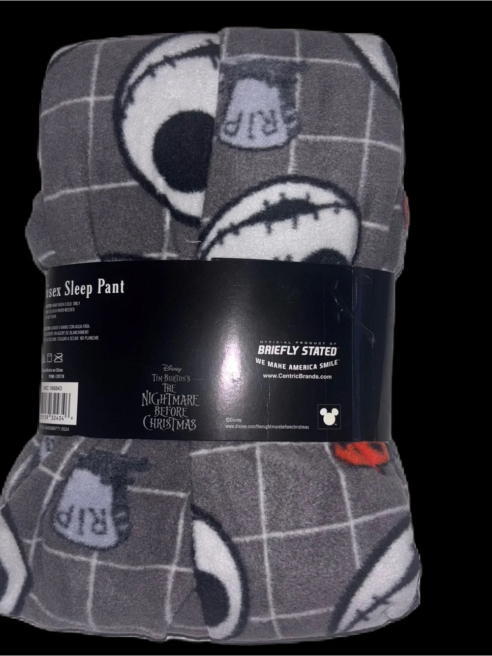 The Nightmare Before Christmas NBC Unisex Sleep Pants - Jack in Grey Grid print